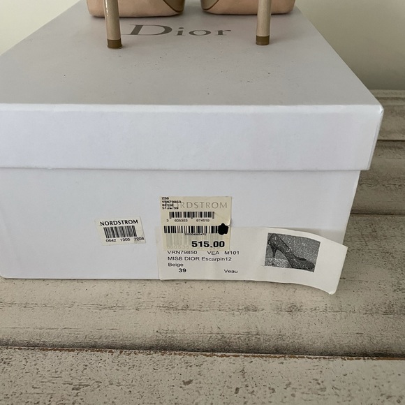 Miss Dior escarpin12 beige peep toe pumps size 39 - Picture 7 of 8